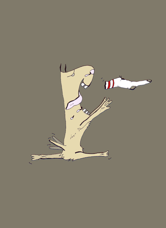 SOCK DOG. Open edition. Illustration. (Ref.Og. SOR130V01. First Drawings. Pen-on-paper). Digital Download.