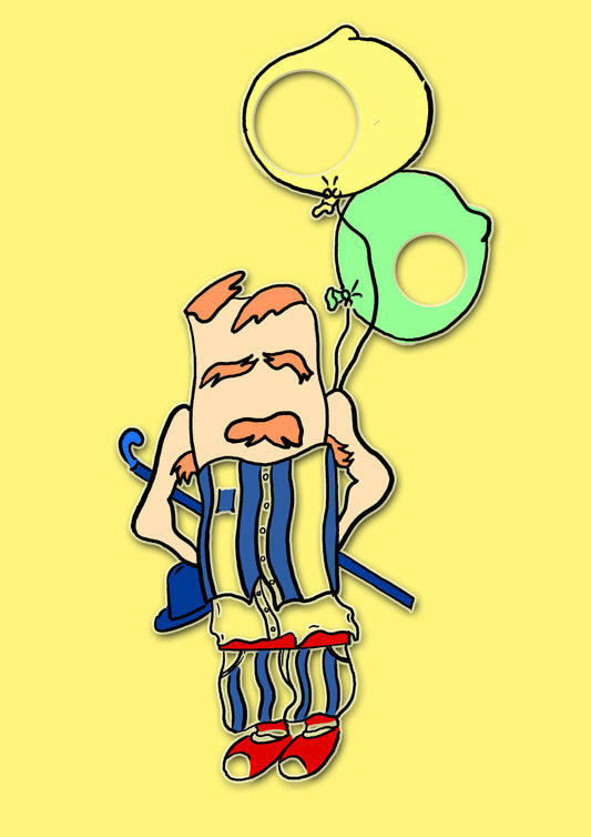 BALLOON MAN. Print. Open edition. Digitally remastered. Digitally resized. (Ref.Og. SOR049V01. First Drawings. Pen-on-paper). Digital Download.