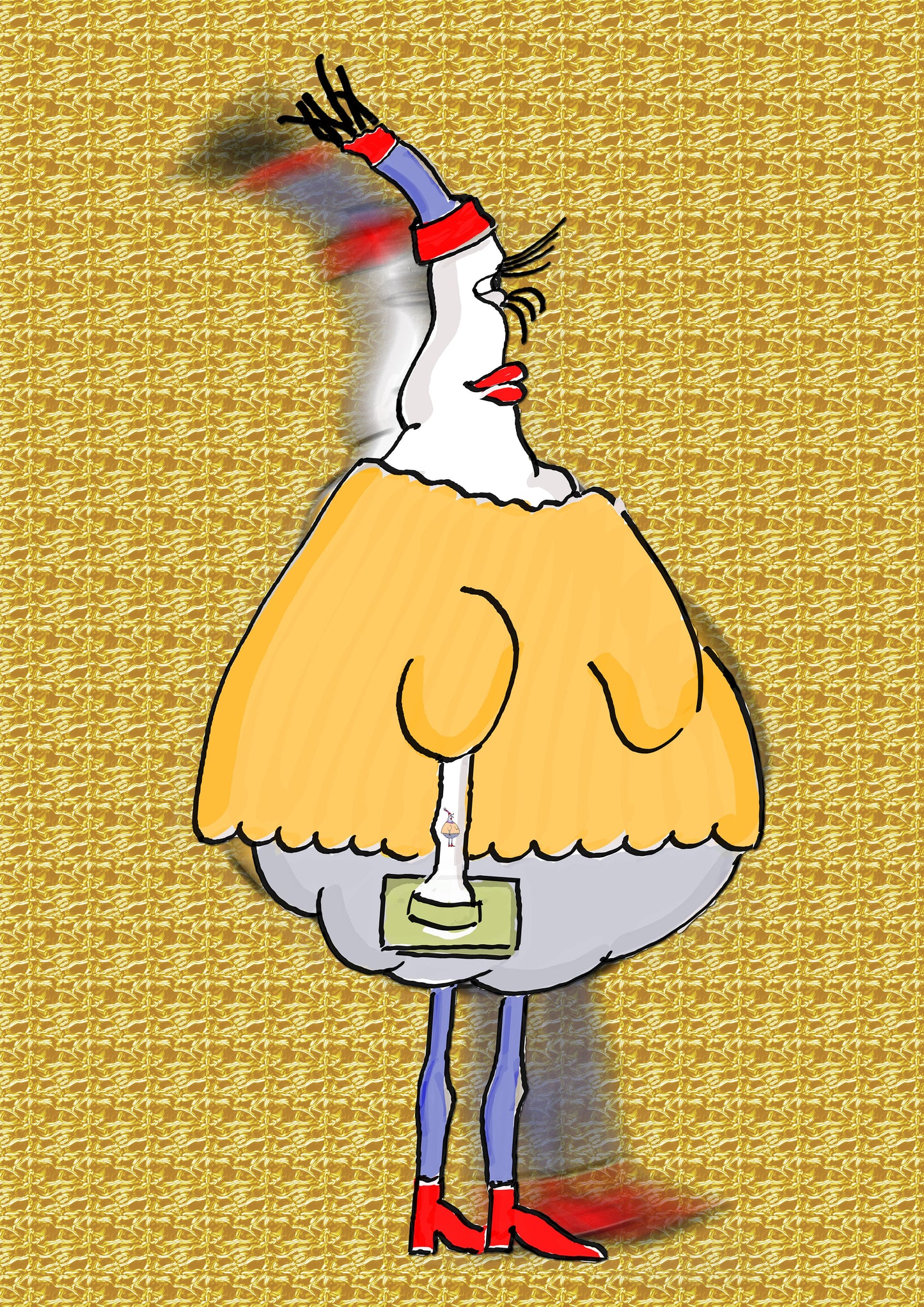 CHICKEN LADY. Print. Open edition. Digitally remastered. (Ref.Og. SOR010V01. First Drawings. Pen-on-paper). Digital Download.