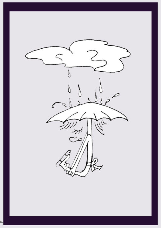 RAINY GIRL. Print. Open edition. Artist's first drawings. Digitally resized. (Ref.Og. SOR117V01. First Drawings. Pen-on-paper)