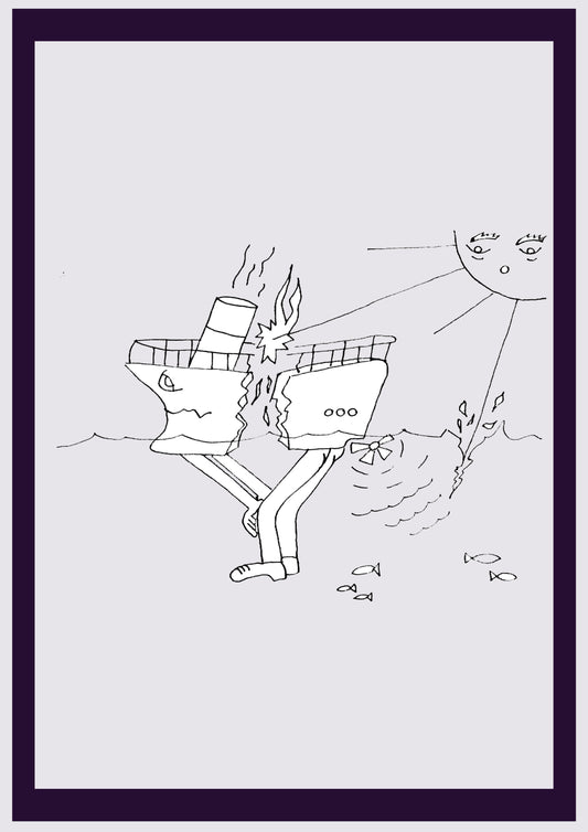 SHIP SITUATION. Print. Open edition. Artist's first drawings. Digitally resized. (Ref.Og. SOR040V01. First Drawings. Pen-on-paper)